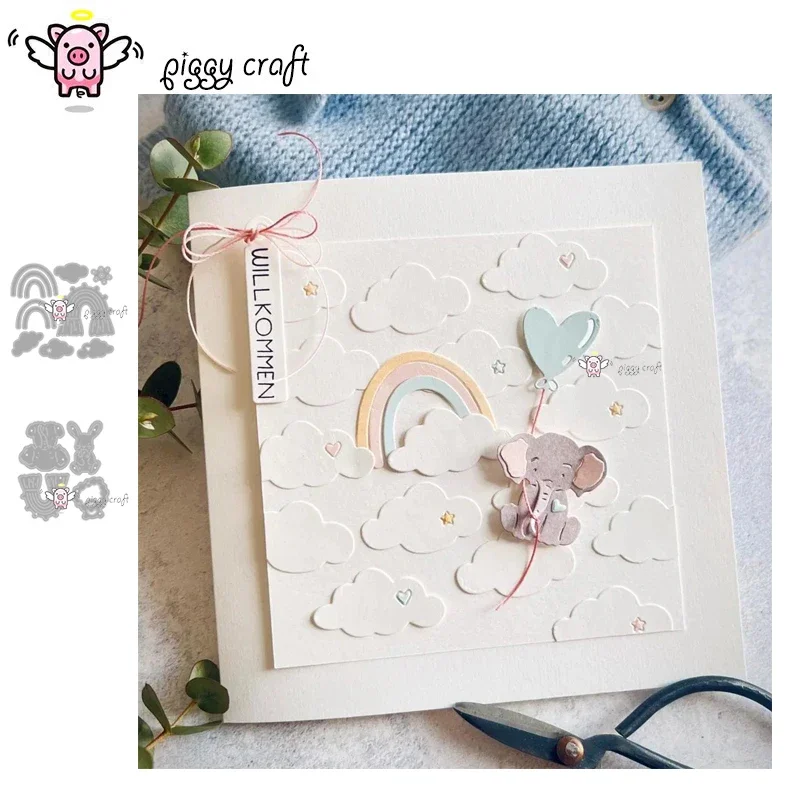 Фото Металлические вырубные формы Piggy Craft: Радужное облако, животные, для скрапбукинга, бумажных поделок, ножи-вырубки, трафареты, штампы №2