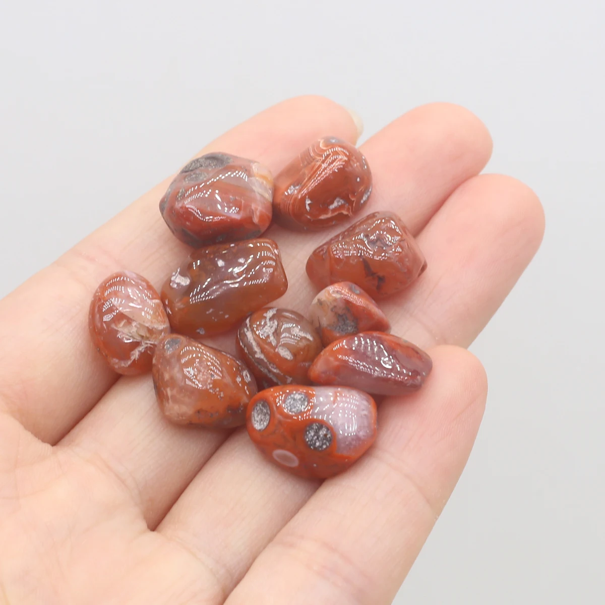 

5PC Natural Stone Decoracion Polished Reiki Yoga Energy Mineral Red Agate Healing Crystals Tumbled Stone Ornament Room Decor