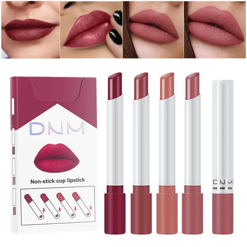 

4-color Matte Waterproof Velvet Lipstick Sexy Red Brown Pigments Makeup Long Lasting Profissional Lipstick For Women Cosmetics