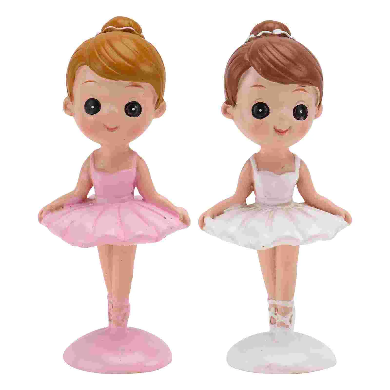 

2PCS Lovely Ballet Girl Ornament Creative Resin Ballet Girl Crafts Funny Cake Decoration for Home Dessert