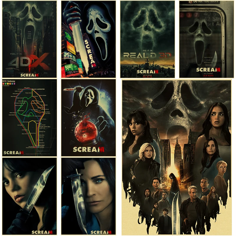 2023 Фильм КРИК 6 цветов бумажная печать ужасная пленка винтажная домашняя комната кинотеатр Декор эстетическое Искусство Настенная живопись 2023 Фильм КРИК 6 цветов бумажная печать ужасная пленка винтажная домашняя комната кинотеатр Декор эстетическое Искусство Настенная живопись