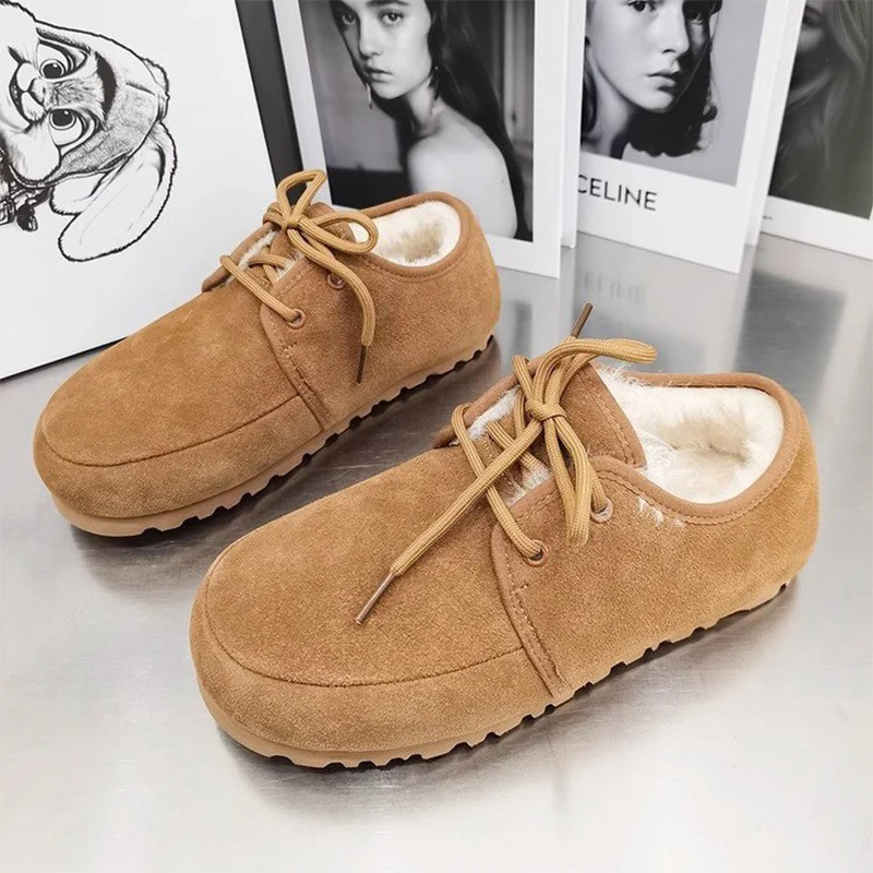 Зимние ботинки на плоской подошве с мехом женская зимняя теплая обувь трендовая