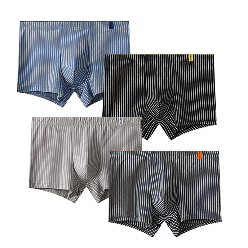 FK 4pcs The Latest Trends Men's Boxers with Stripes Men's Underwear with Underpants Mens Sexy Shorts Panties 2023 New Wholesale