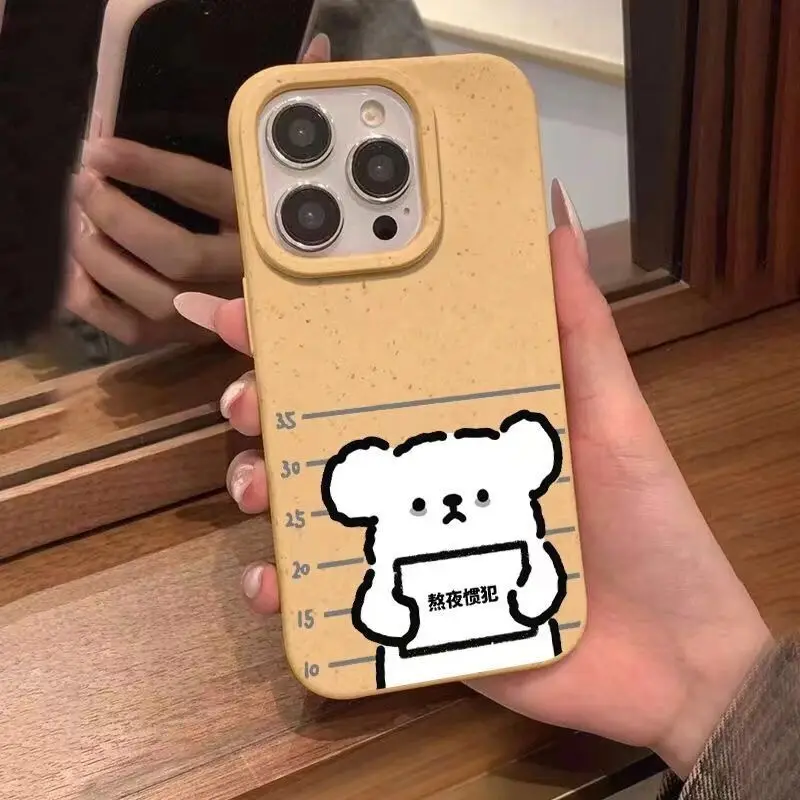 Противоударный чехол с мультяшным медведем для iphone 15 pro max 14 plus 13 11 12 защитная