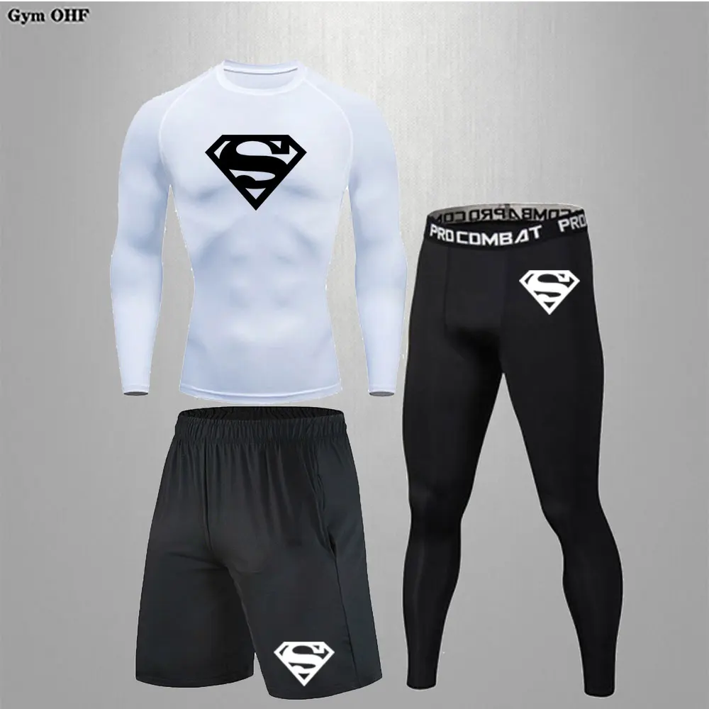 

Men's Sports Compression Quick Drying Set Short Sleeve T-shirt Men's Sports Tights Long Pants Fitness Bodybuilding Clothes Fitne