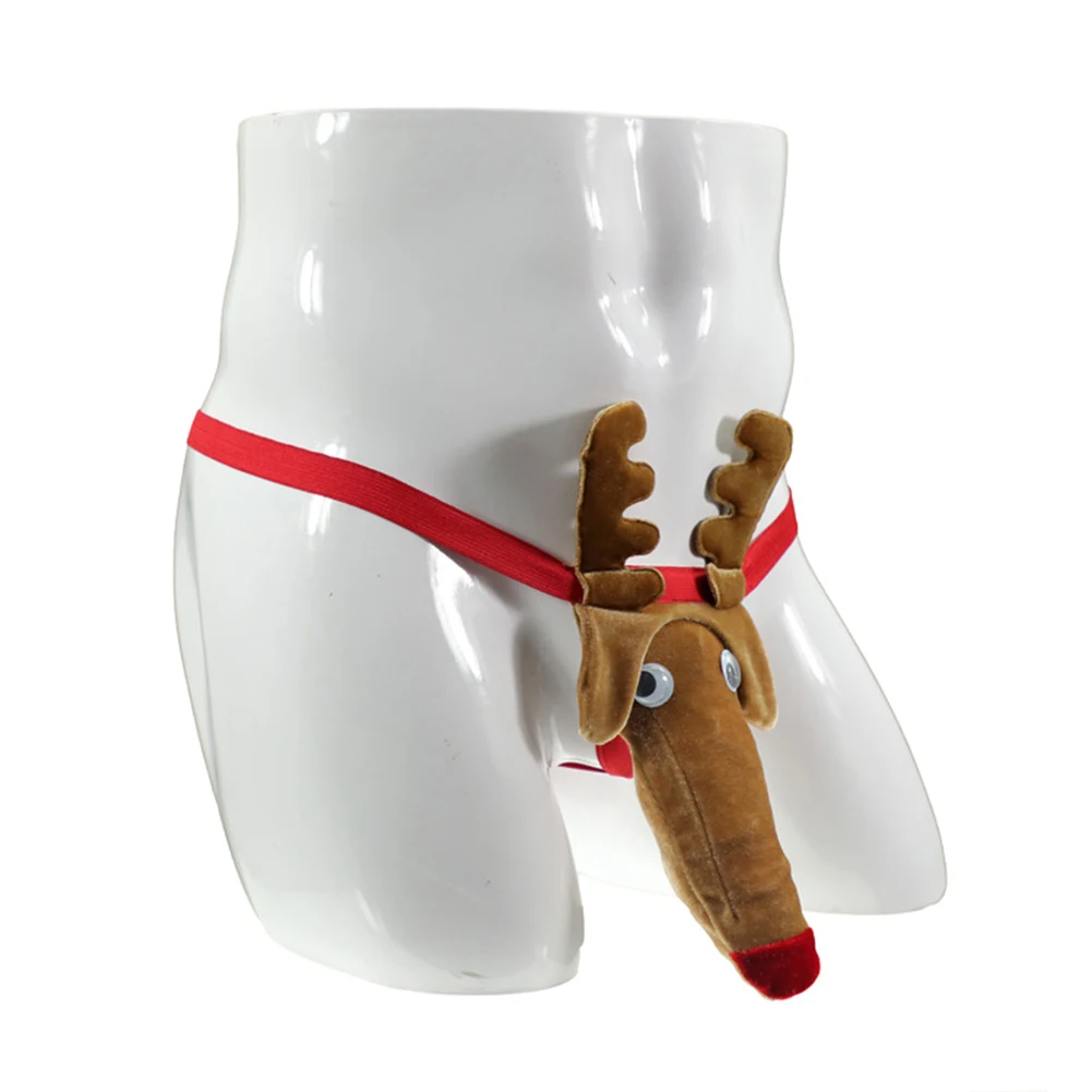 

Bikinis Underwear Thong G-String Male Mens One Size Party/Cocktail Reindeer Sexy Sleeveless Spandex T Back Briefs