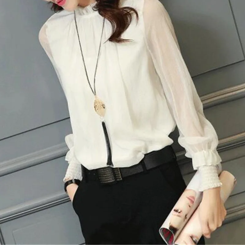 

Rachel Tops Chiffon Blouse Korean Woman Clothes Neck Elegant Ladies Wear Shirts Fashion Blusas Mujer