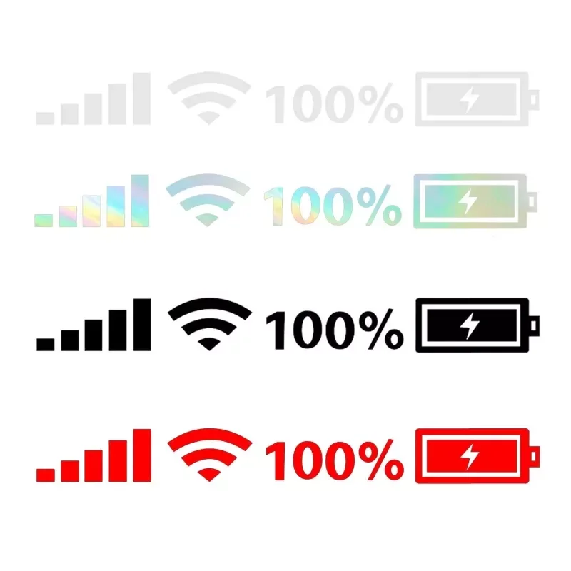

Wifi Battery Level Mark Car Vinyl Stickers Decals Car Rear Windshield Body Auto Funny Sticker Silver White Reflective Type