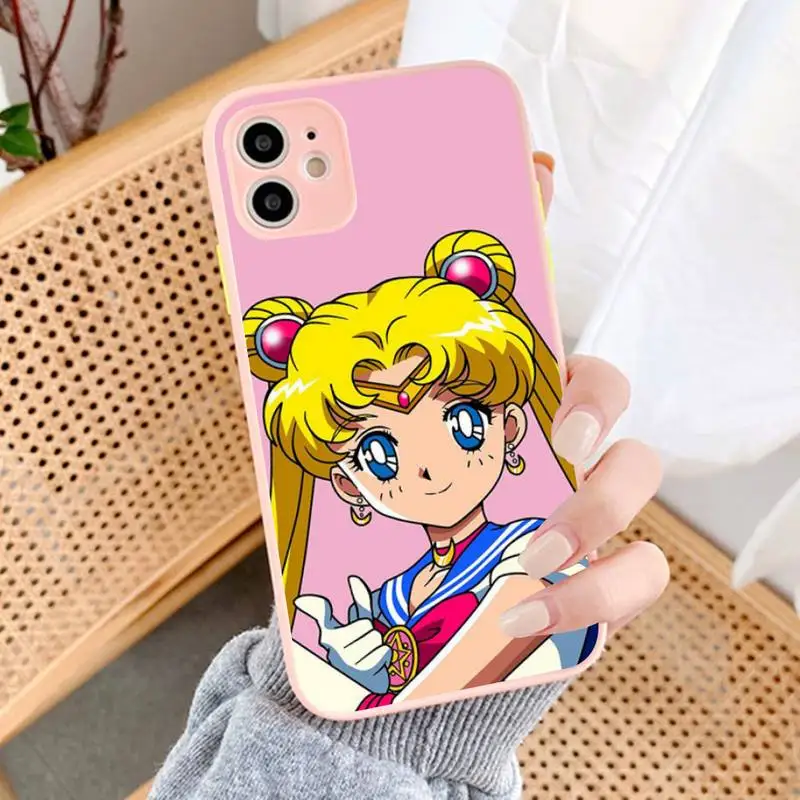 

S-Sailor-M-Moon-Girl Phone Case for iPhone 14 11 12 13 Mini Pro Max 8 7 Plus X XR XS MAX Translucent Matte Cover