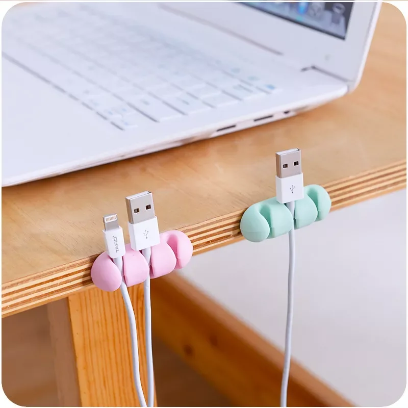 

2 Pcs Silica Cable Organizer Silicone USB Cable Winder Flexible Cable Management Clips Cable Holder For Mouse Headphone Earphone
