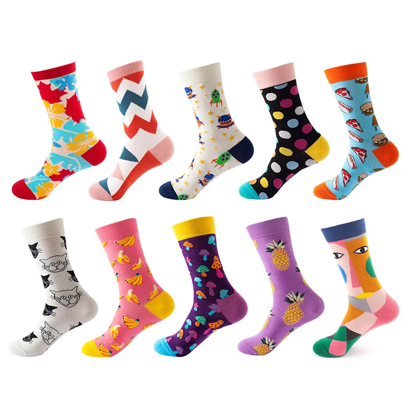 Socks for Men and Women 10 Pairs Funny Women Socks Lovely Cute Cartoon Autumn and Winter Gift Leisure Socks Female Wholesale