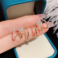 2022 new inlaid zircon golden flower earrings women%e2%80%99s unique design personality fashion earrings wedding jewelry birthday gifts