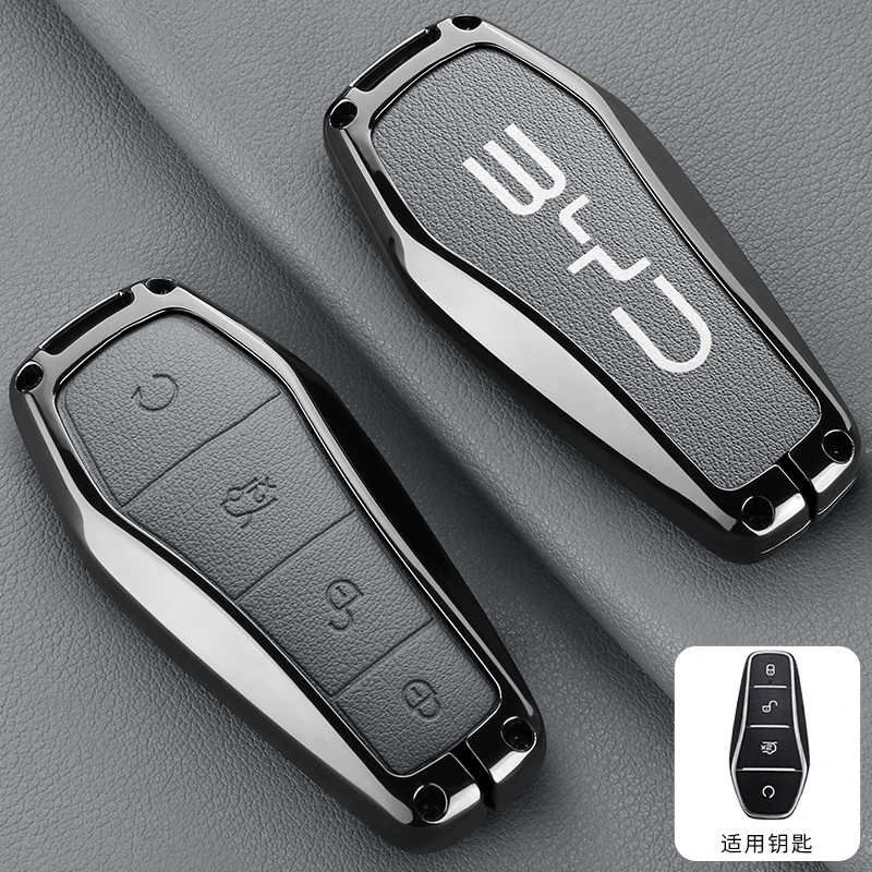 

Кожаный автомобильный смарт-чехол для дистанционного ключа из сплава, аксессуары с эмблемой для BYD Song Pro Tang Dmi QIn PLUS MAX Yuan EV Dolphin Seagull