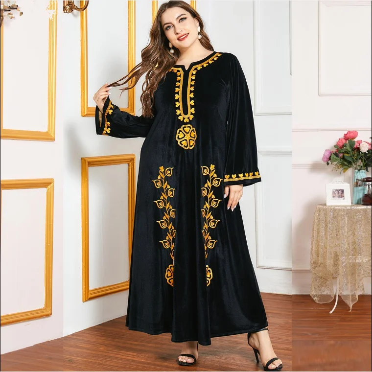 Vestido New Velvet Abaya Dubai Turkey Hijab Muslim Maxi Dress Islam Clothing Abayas For Women Oman Robe De Moda Musulmana