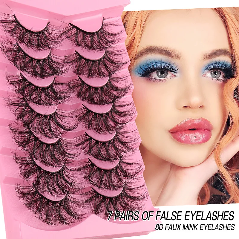 

7 pairs 8D mink lashes fluffy curling thick faux cils cosplay makeup korean fashion wimpern wholesale false eyelashes maquillage