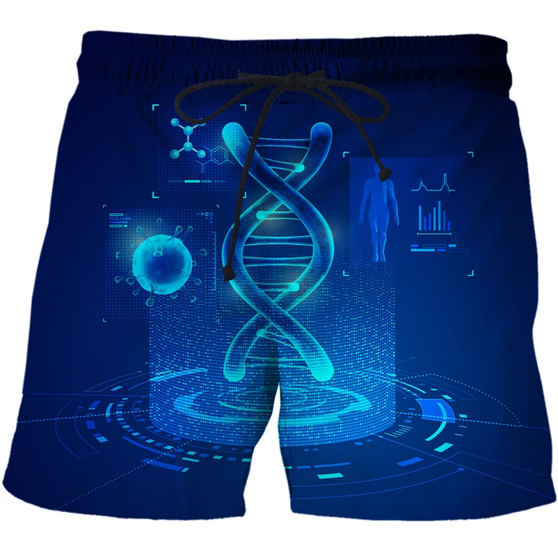 2022 3d AI technology data pattern Print Quick Dry Beach Shorts Men Summer New Printed Men's Clothing Swimming Trunks Casual
