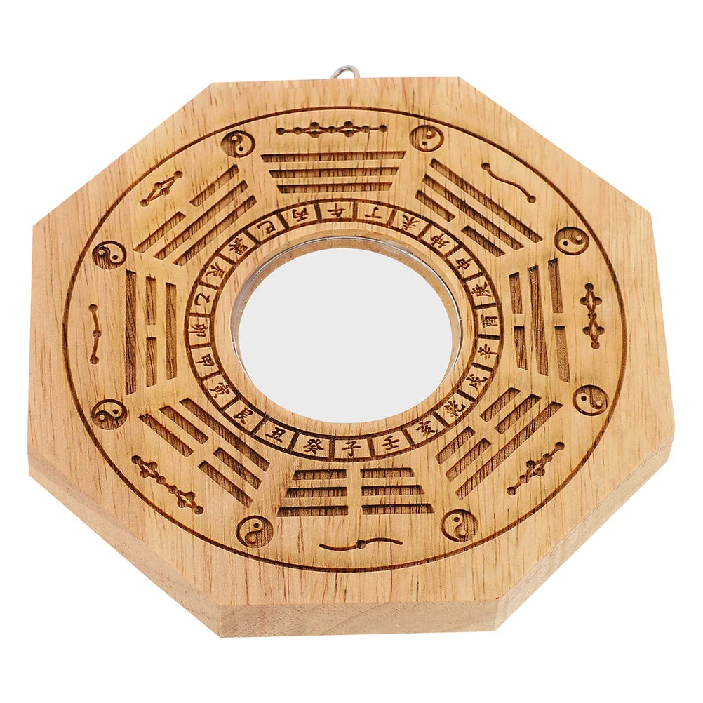 

Chinese Pendant House Ornaments Wooden Bagua Mirror Vintage Decor Tai Chi Gossip Mirror Balance Gossip Mirror