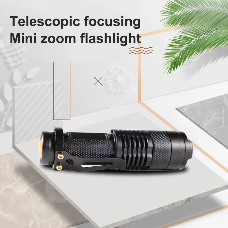 

EDC Flashlight Ultra Clear Aluminum Alloy Mini Zoom Flashlight Waterproof Elescopic Focus Tactical Light Outdoor Tools