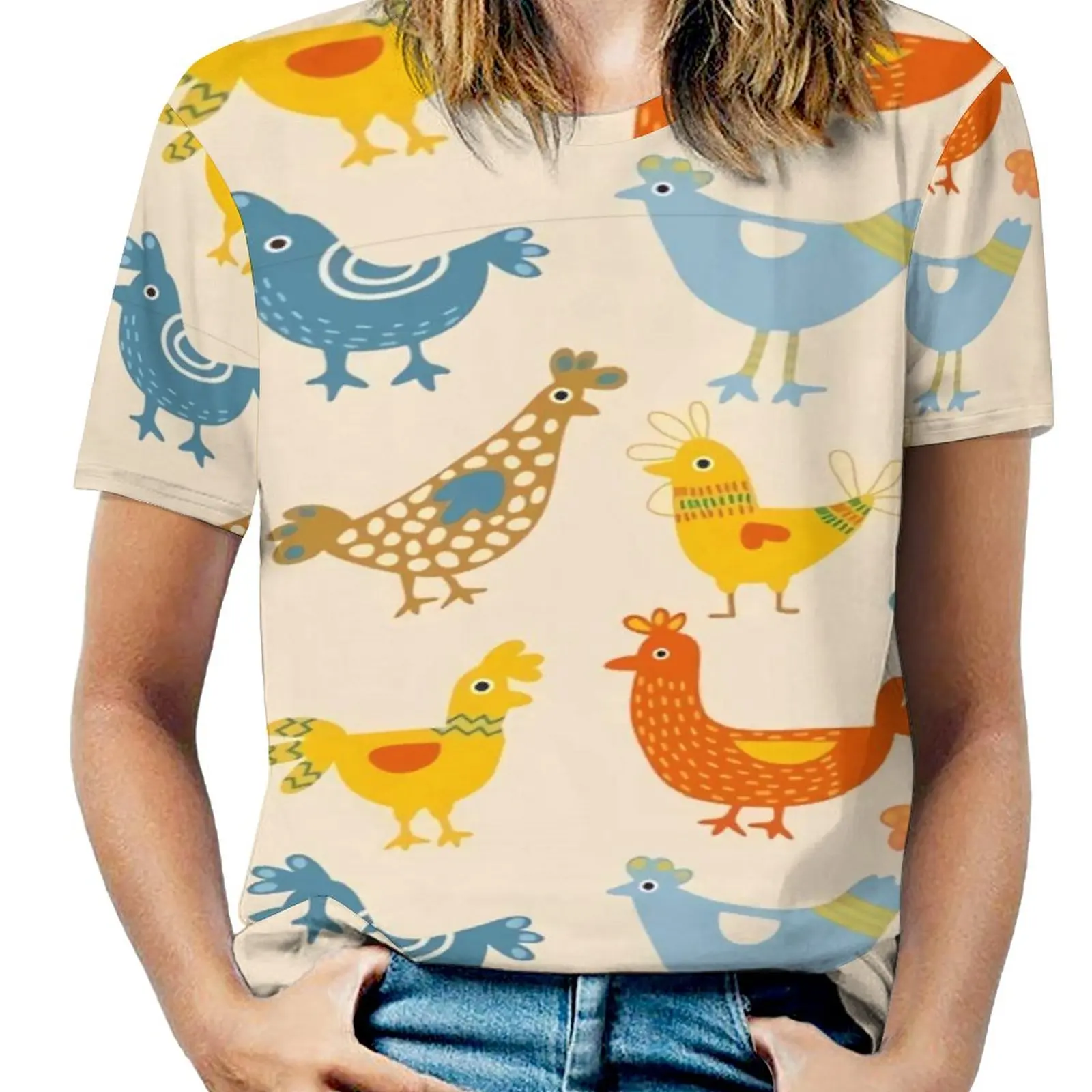 

Colorful Chicken T-Shirts Farm Animal Print Streetwear T-Shirt Short Sleeve Pretty Oversized Tee Shirt Summer Tops Birthday Gift