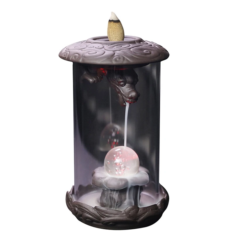 

Handmade Purple Sand Incense Burner Smoke Waterfall Backflow Incense Burner Living Room Decor Incense Holder