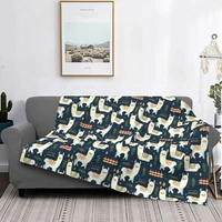 3d printed cute alpaca pattern blanket flannel plush autumn winter animal lightweight blanket for bed outdoor bedspread