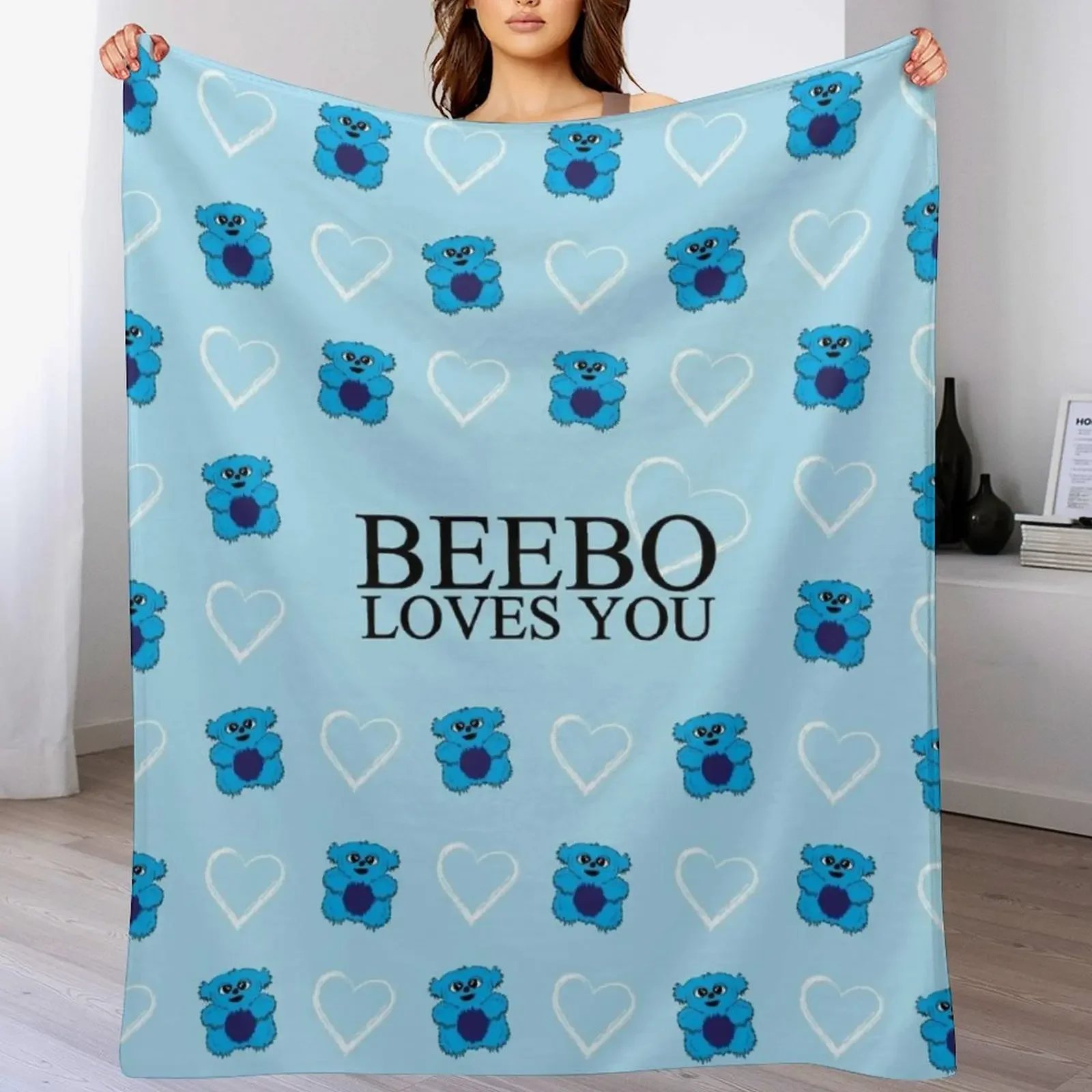 Beebo Loves You Синее плюшевое одеяло