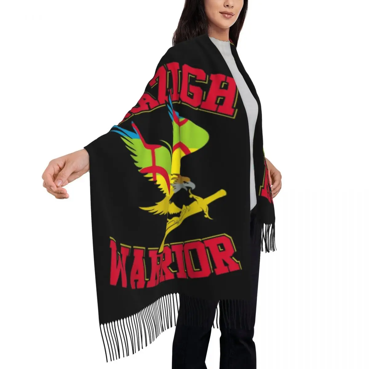Шарф Amazigh Warrior Kabyle мягкий сарафан с бахромой и флагом Бербера геометрическим