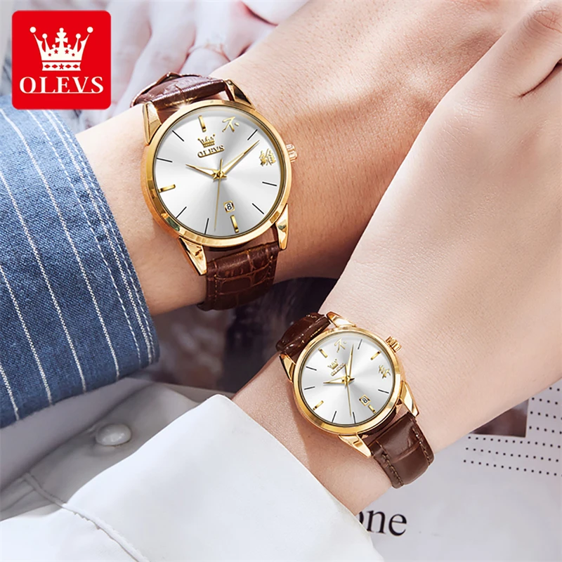 OLEVS 2pcs/set Couple Watches for Lovers Top Luxury Brand Sport Waterproof Elegant Women's Watch Men Watch Amante Relógios