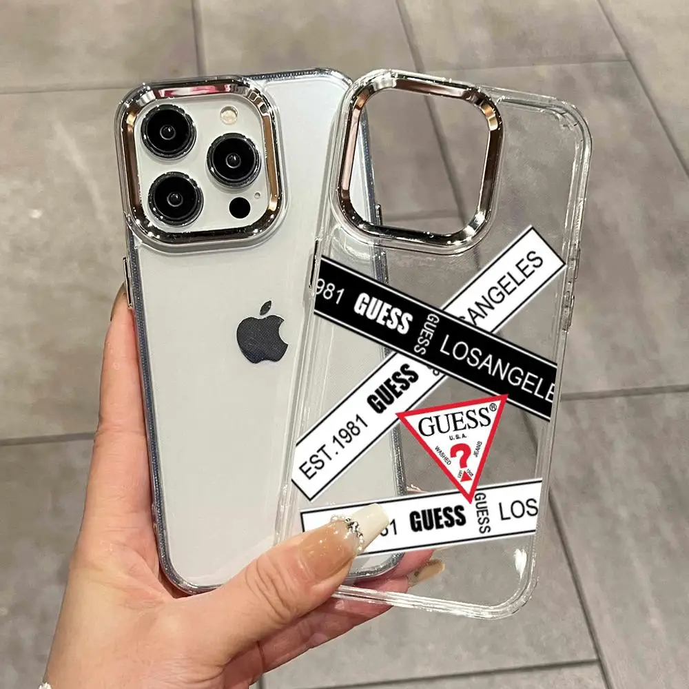 Фото Модный чехол для iPhone 17 Air 16 15 14 Plus 13 12 Pro Max 16e, противоударный, с прозрачной задней панелью, дизайн G-GuesS №1