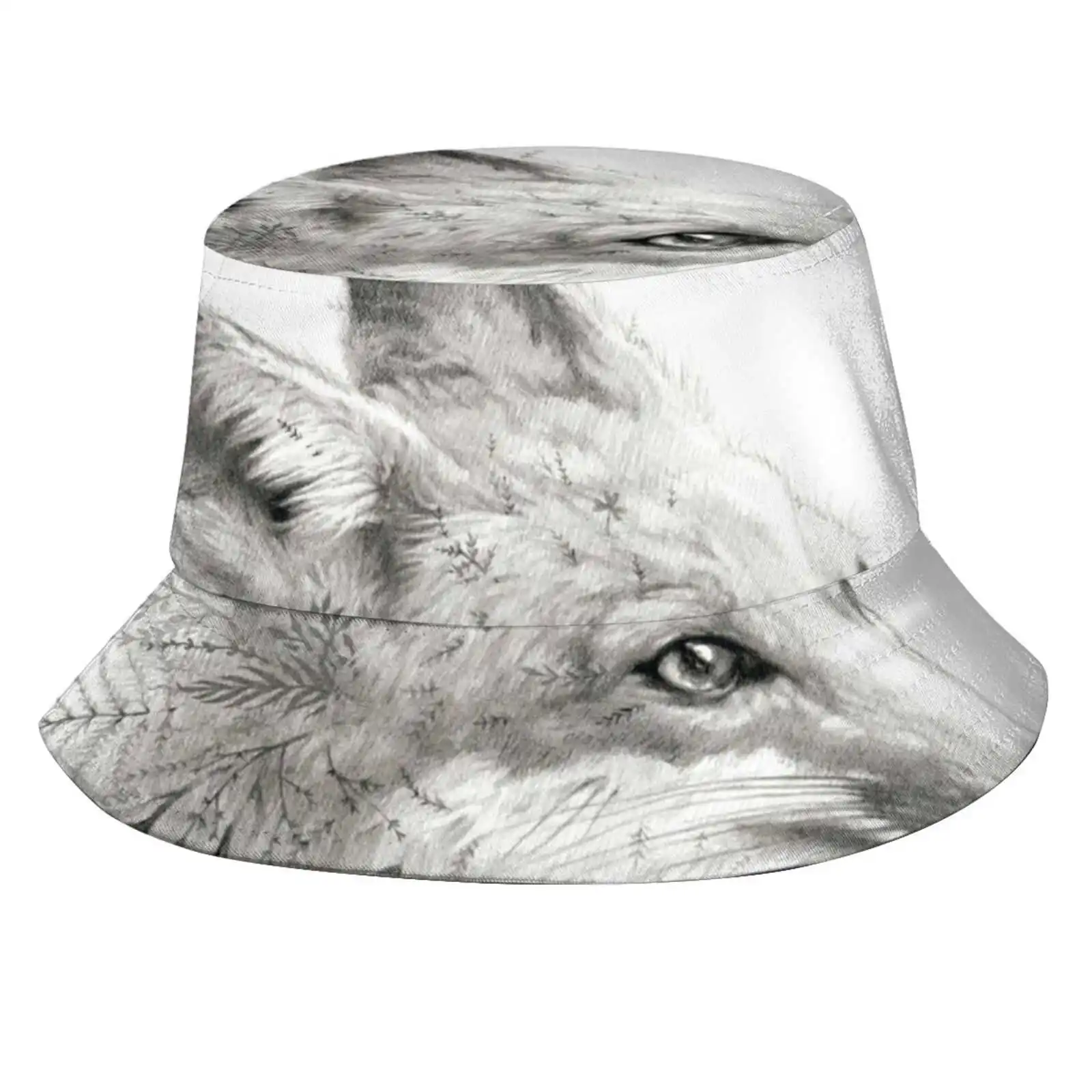A Young Fox Pattern Hats Outdoor Hat Sun Cap Fox Art Cute Fox Woodland Nursery Flowers Ferns Forest Animal Sketch Pencil