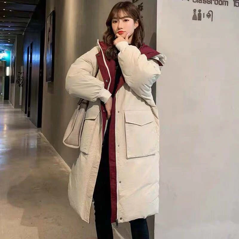 2022 New Winter Jacket Women's Warm Fashion  Long Parkas Thicken Outdoor Climbing Hooded Down Jacket Female Outerwear Coat