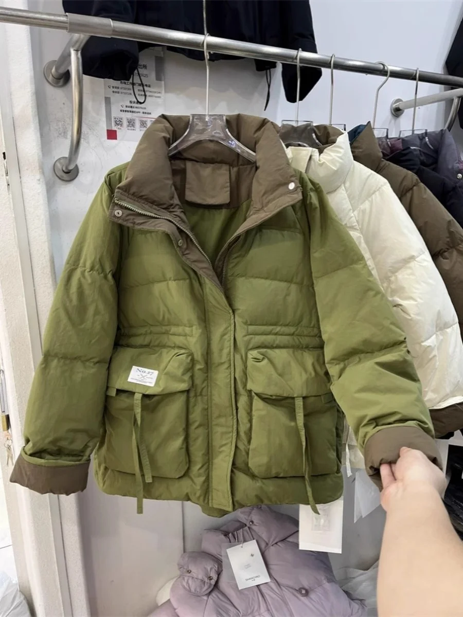 2024 Winter Korean Sle Short Thickened Maillard Down jacket Outerwear Women Loose Versitile Fashion Small Top
