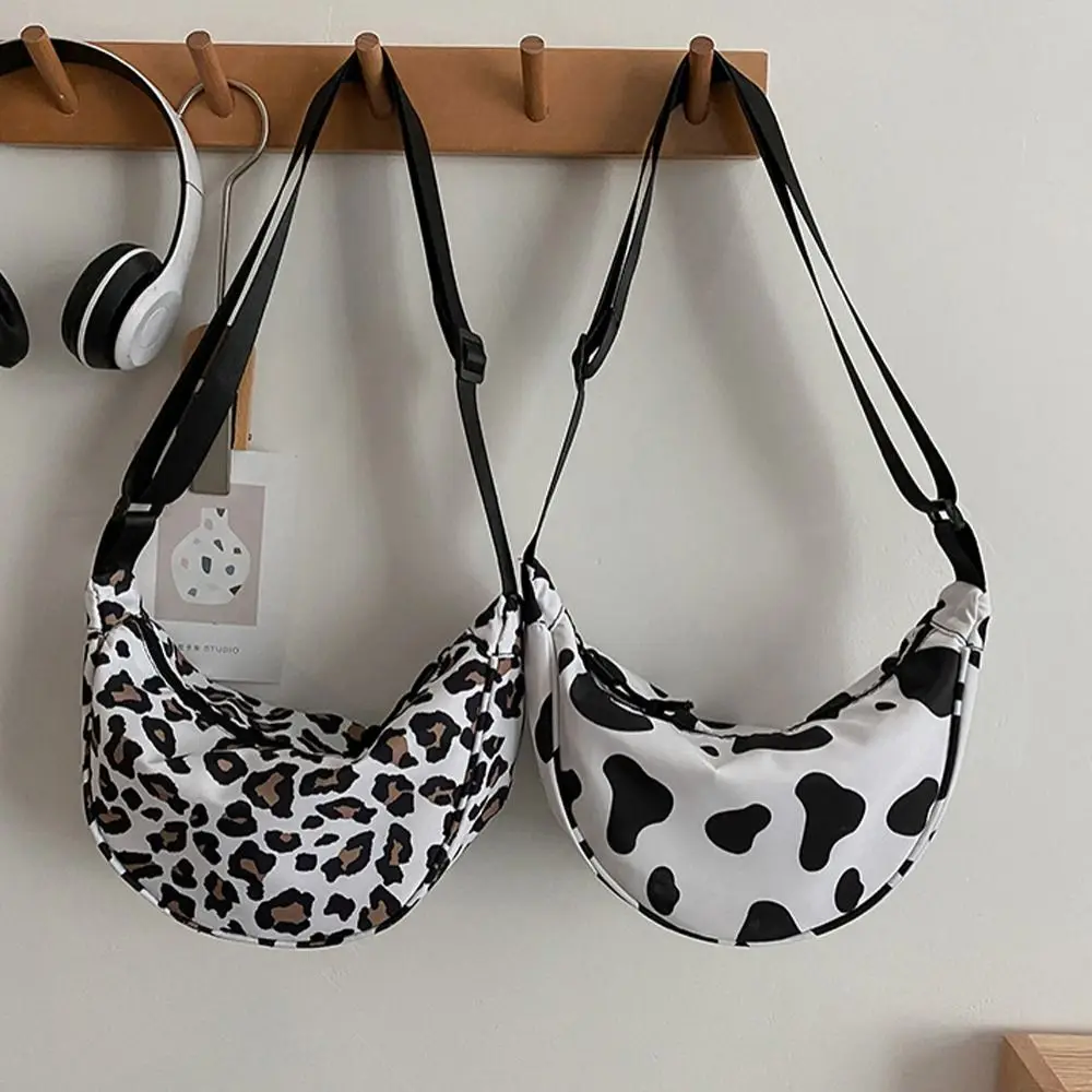 

Stripe Leopard Print Underarm Bag Personality Cow Dots Half Moon Ins Style Ladies