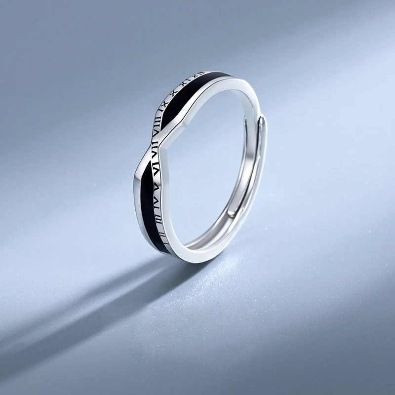 

New Hot Sale Silver Color Personality Trend Roman Digital Men's Open Ring J747