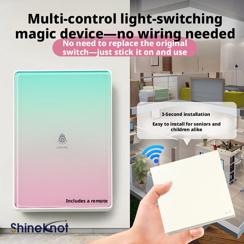Фото Умные выключатели Shineknot с произвольным подключением, многофункциональное управление светом, беспроводной пульт ДУ, электрическое управление без проводки №1