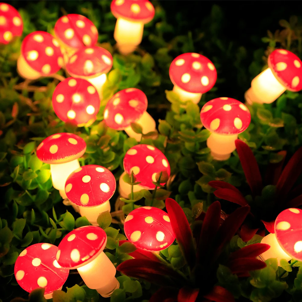 3m 20leds 1.5m 10leds Mushroom Shape String Light USB/Battery Operated for New Year Christmas Party Gift Garland Pot Fairy Decor