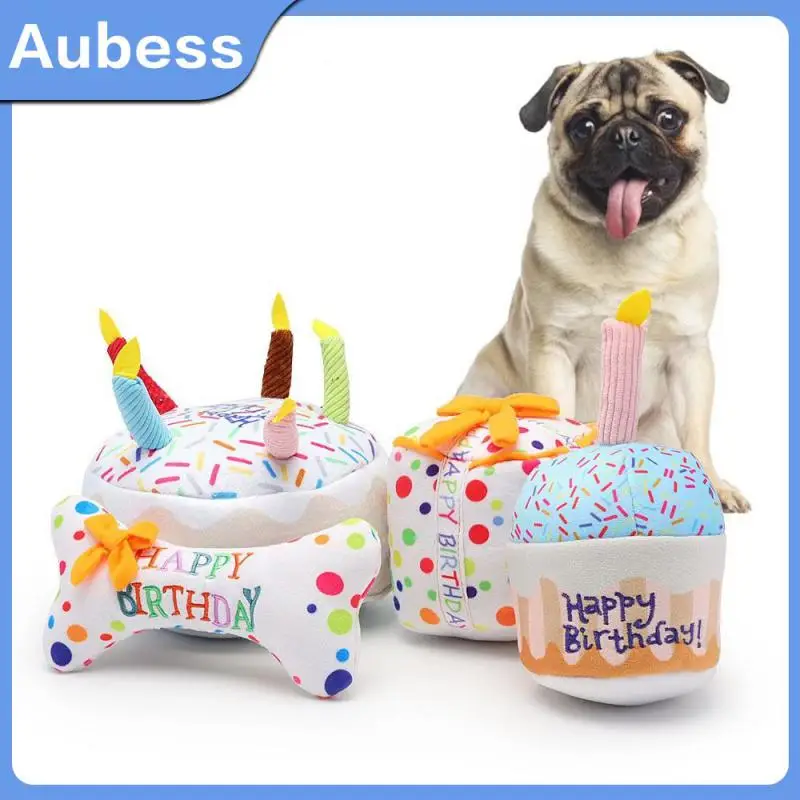

Small Plush Pet Supplies Plush Birthday Cake Pet Toys Sounding Celebration Squeaky Dog Toys Dog Toy Big Plush Cake Dog Toy 1pcs