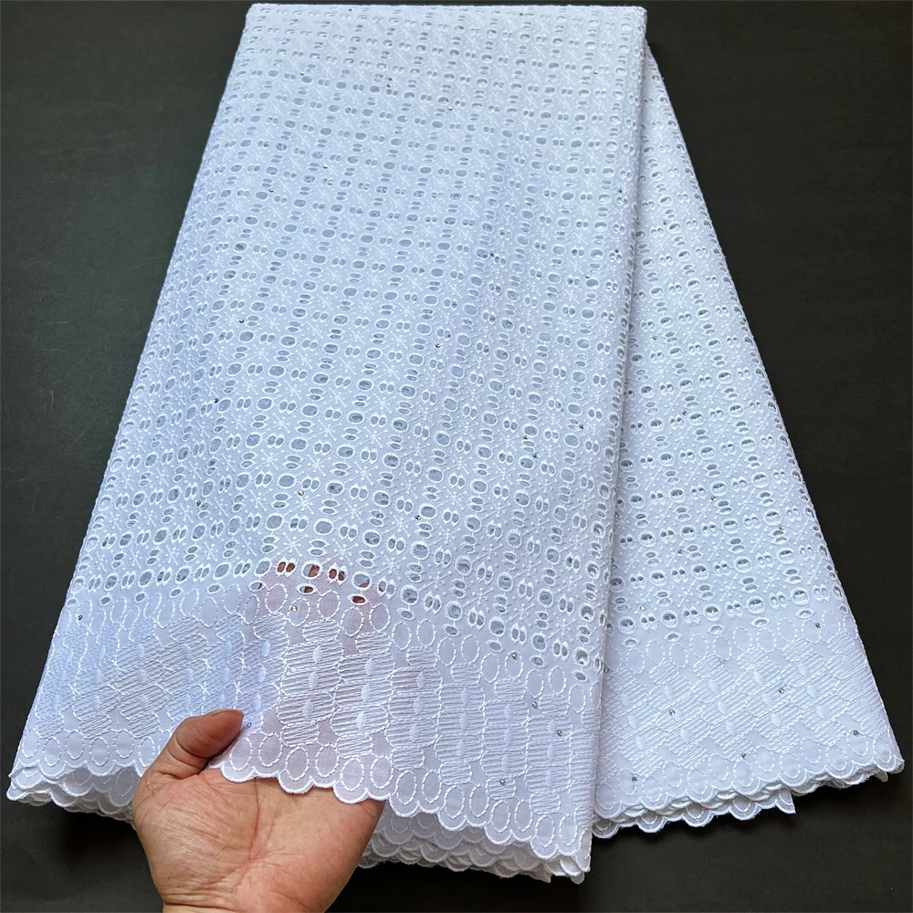 

2023 Latest High Quality African Nigerian Pure Tulle Damask Lace Fabric Embroidery Party Dress Sequins Cotton 5yards