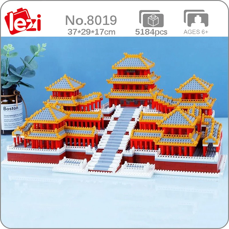 

Lezi 8019 г., мировая архитектура, имперский эпанг, дворец, павильон, шаг, мини-алмазные блоки, кирпичи, строительные игрушки для детей, без коробки