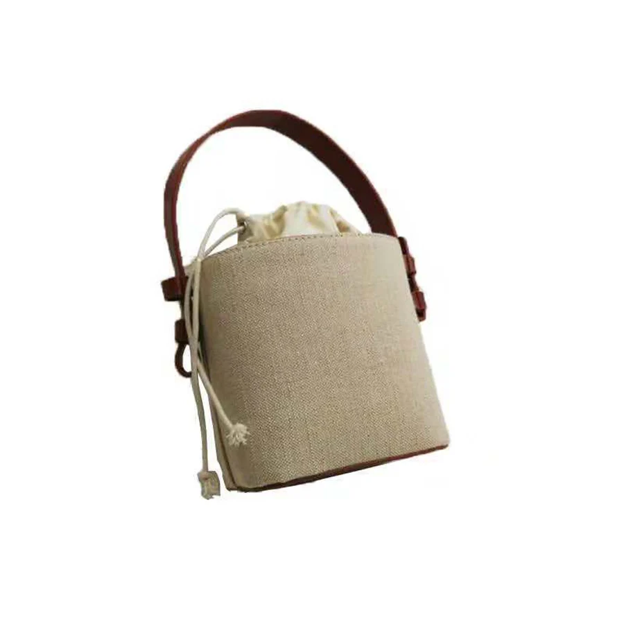 Женский кошелек и сумочка Корейская сумка-мешок на шнурке льняная маленькая