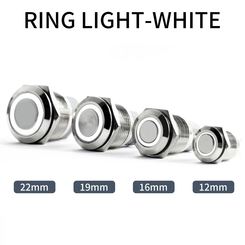 

Металлический кнопочный переключатель, водонепроницаемый светодиодный светильник 12/16/19/22 мм, мгновенный самоблокирующийся автоматический сброс, символ мощности, кнопочный переключатель