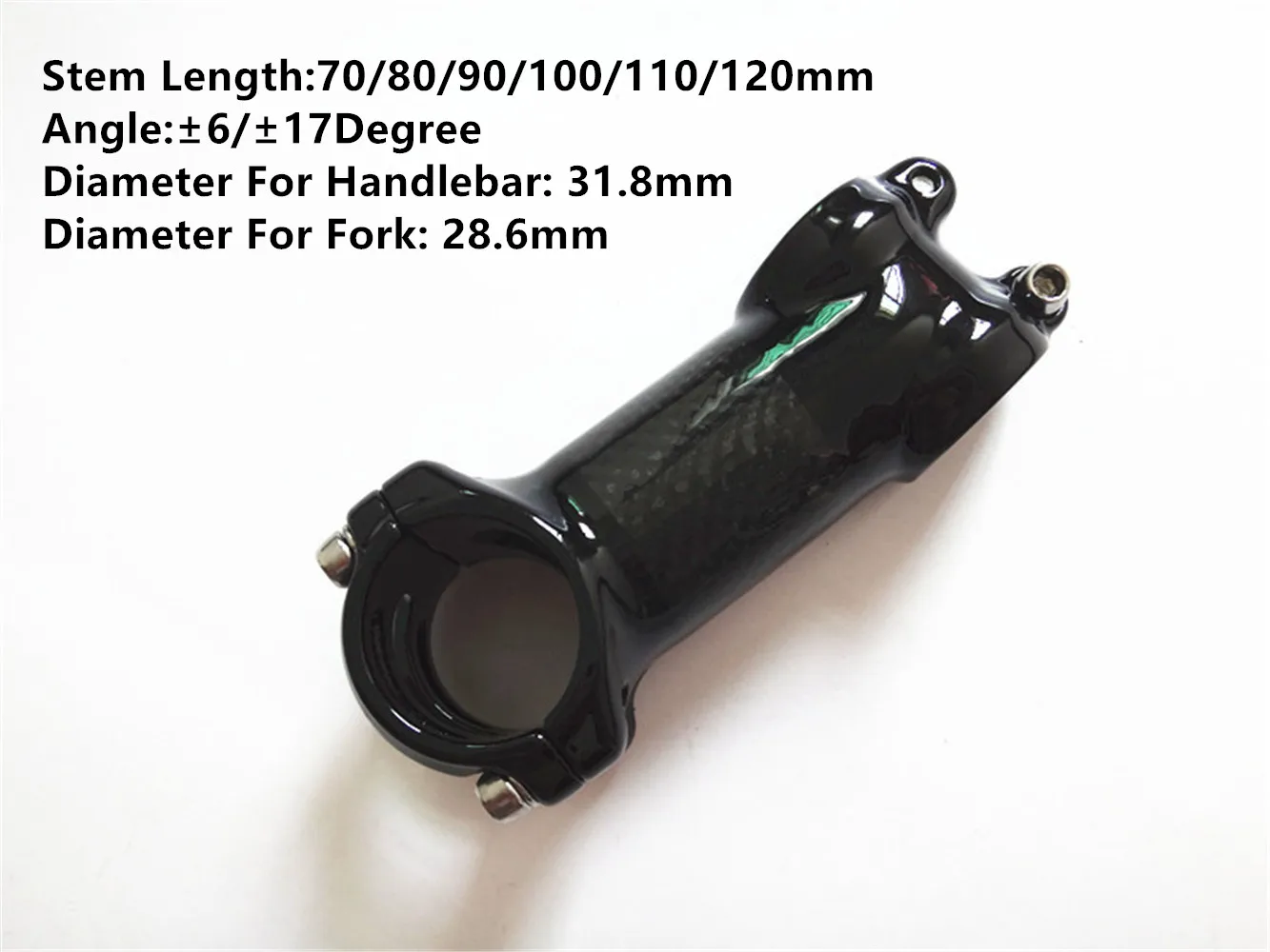 

Велосипедный стержень без логотипа, 28,6-31,8 мм, алюминиевый + углеродный стержень, угол 6/17, 60-120 мм, глянцевый стержень руля горного велосипеда, запчасти для велосипеда