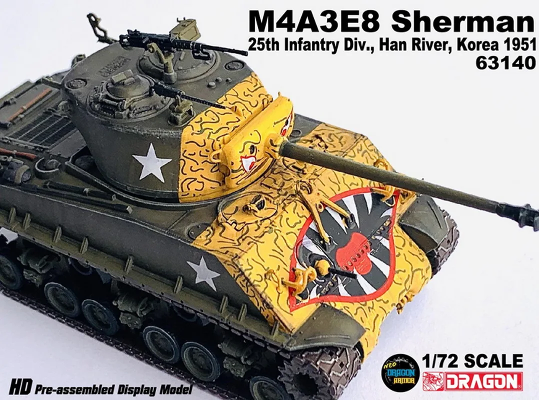 Фото Танк DRAGON 1/72 армии США M4A3E8 Sherman Tiger Face, 25-я пехотная дивизия. Хан Река Корея 1951 Пластиковый автомобиль 63140 Модель дисплея №2