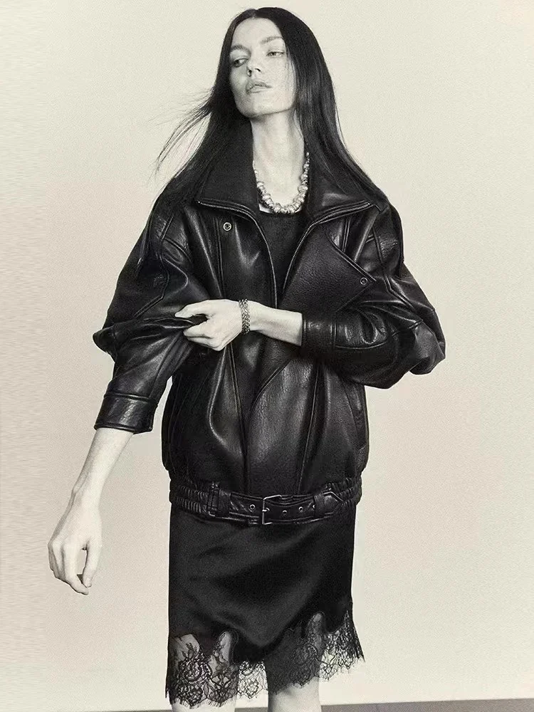 Пуховик 90 пальто из натуральной кожи на белом утином пуху верхняя одежда женская