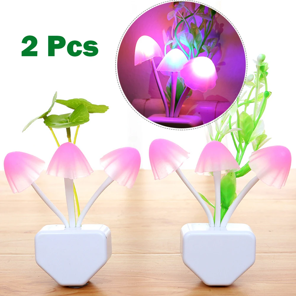 

2pcs Mushroom Night Light Romantic Colorful LED Sensor Light Wall Lamp Children Bedroom Living Room Night Light Home Decor