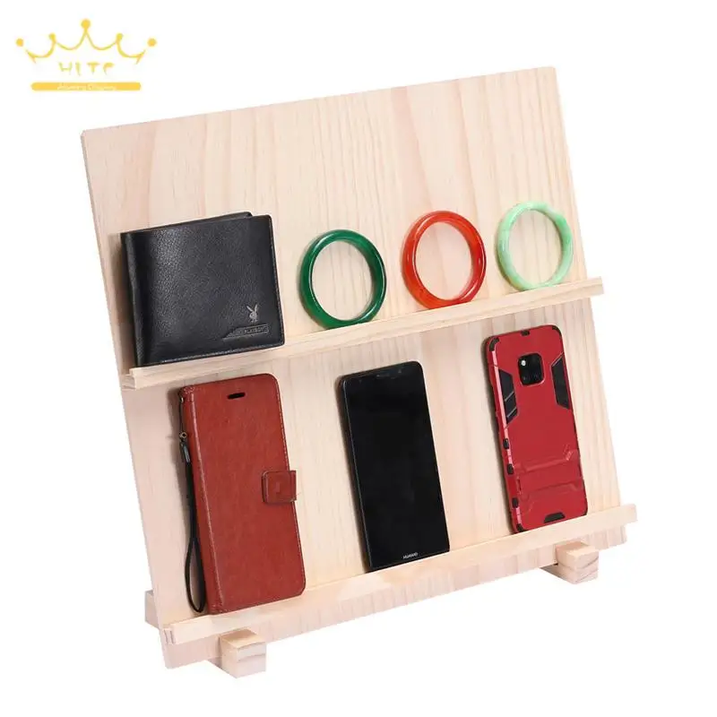 Solid Wood Multi-Layer Jewelry Display Stand Earrings Mobile Phone Wallet Wooden