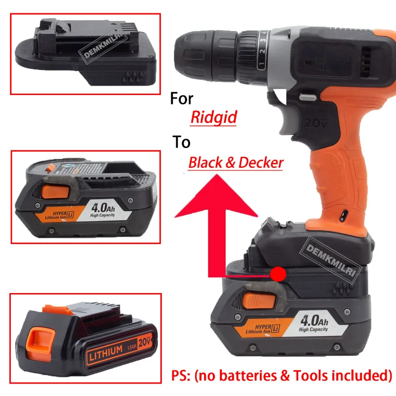 Adapter For Ridgid 18V 20V Li-Ion Battery Convert To Black & Decker 20V Cordless Portable Tool  Accessories