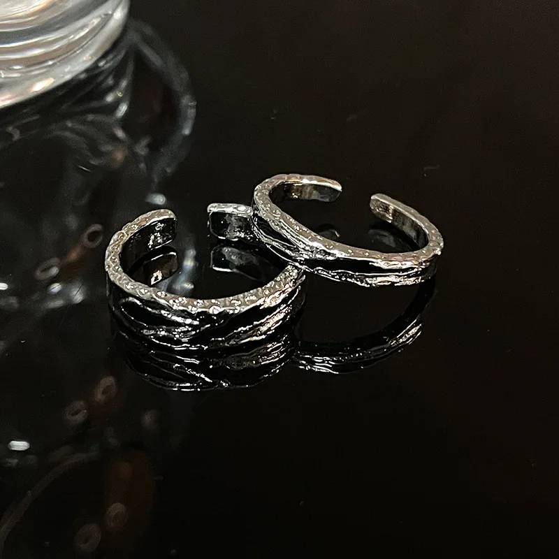 

Vintage Fashion Black Enamel Drop Oil Ring Unisex Open Ring Banquet Jewelry Accessories Gift