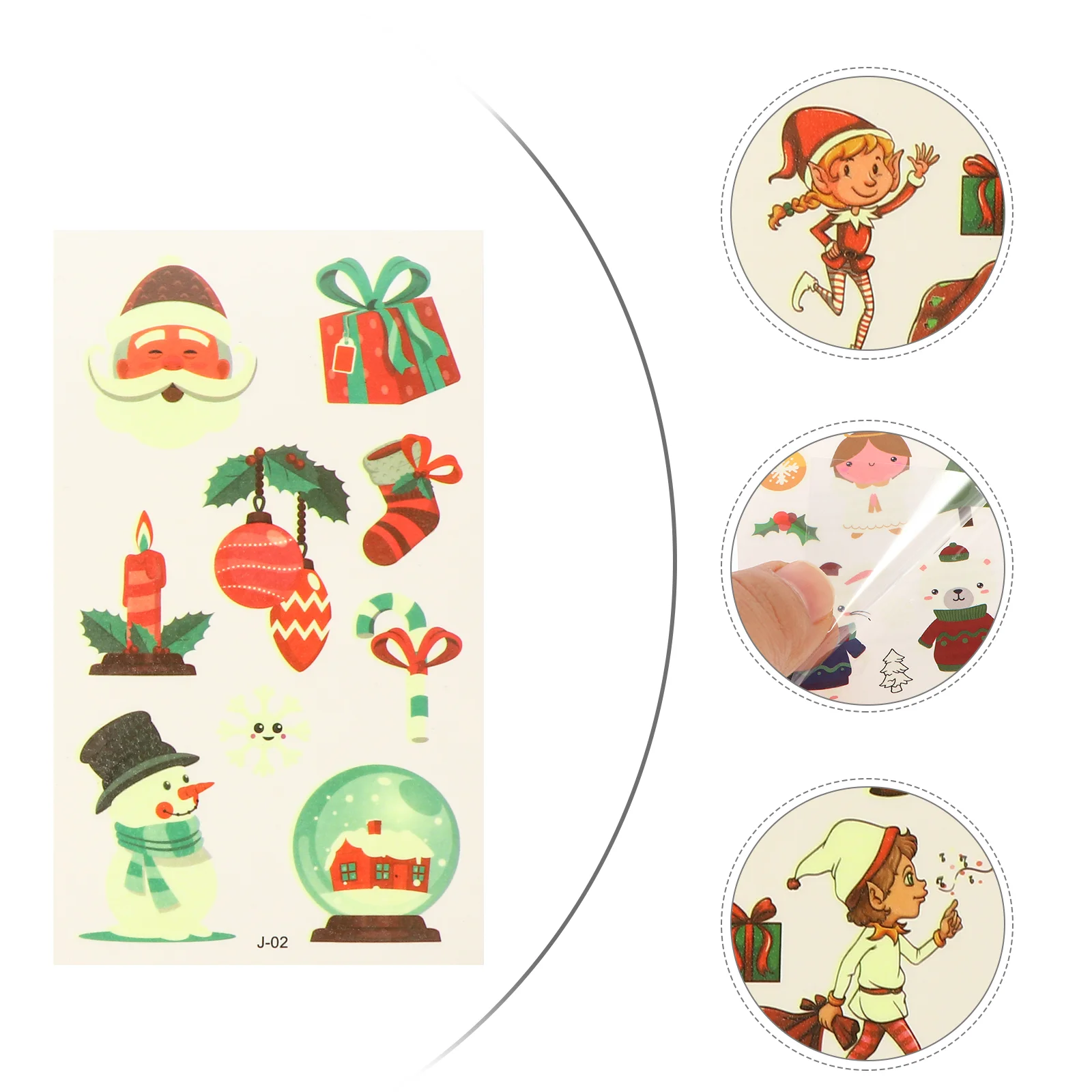 

20 Sheets Christmas Glow Sticker Tattoos Decals Temporary Stickers Face Holiday Pvc Luminous Child Children
