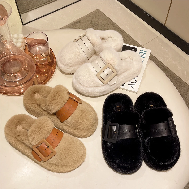 

Baotou Wool Slippers for Women Wearing Outward In Autumn and Winter 2022 Thick Sole Korean Home Furnished Warm Cotton Slippers